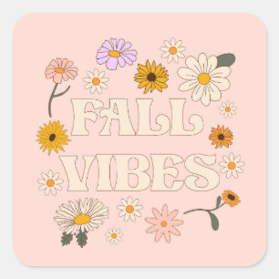 Pink Fall Vibes Square Sticker