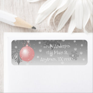 Pink Fancy Christmas Ornament Address Label