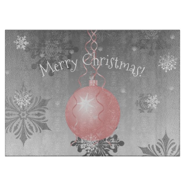 Pink Fancy Christmas Ornament Cutting Board (Front)