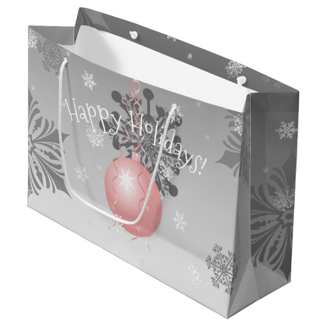 Pink Fancy Christmas Ornament Gift Bag (Front Angled)