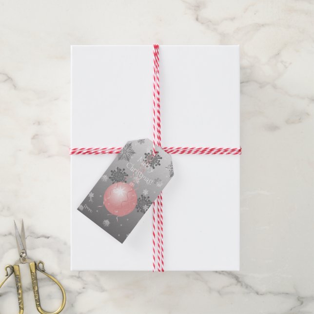 Pink Fancy Christmas Ornament Gift Tag (With Twine)