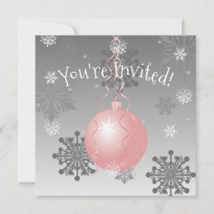 Pink Fancy Christmas Ornament Invitation