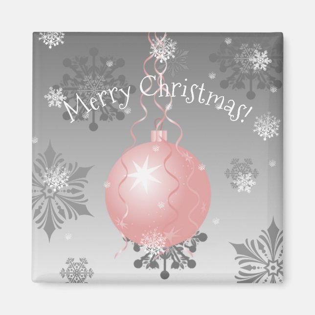 Pink Fancy Christmas Ornament Magnet (Front)