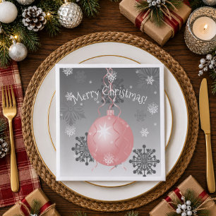 Pink Fancy Christmas Ornament Paper Napkin