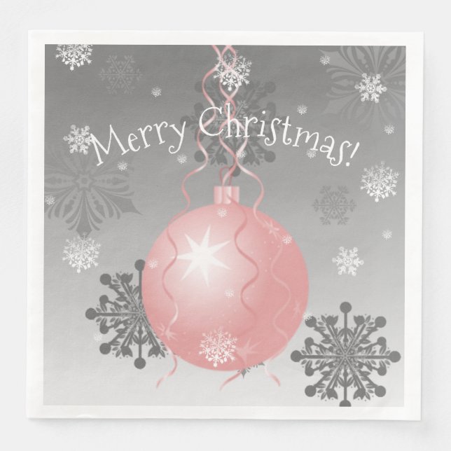 Pink Fancy Christmas Ornament Paper Napkin (Front)