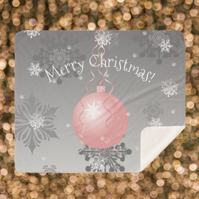 Pink Fancy Christmas Ornament Sherpa Blanket (Pink Fancy Christmas Ornament Sherpa Blanket)