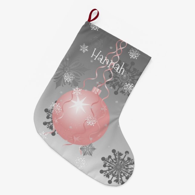 Pink Fancy Christmas Ornament Stocking (Front (Hanging))