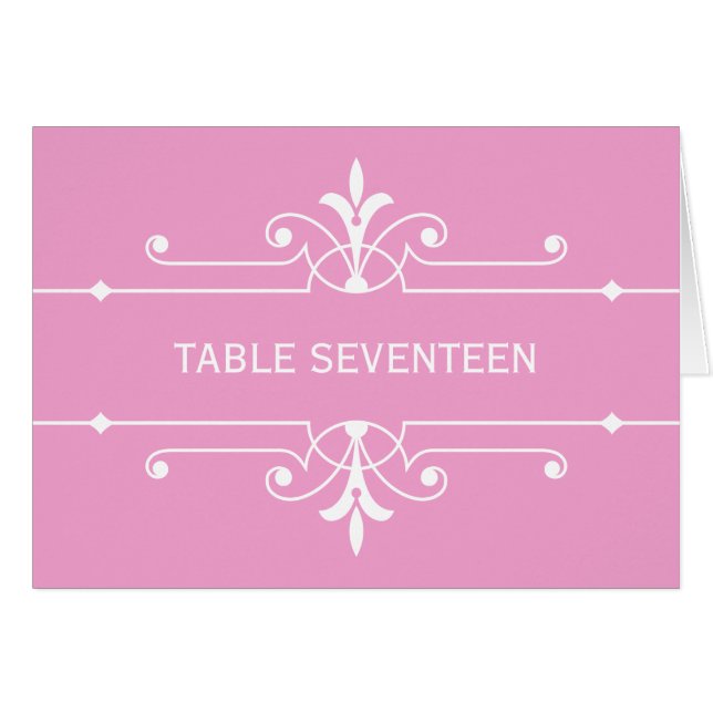 Pink Fancy Ornamental Table Number Card (Front Horizontal)