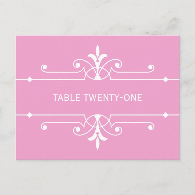 Pink Fancy Ornamental Table Number Postcard (Front)