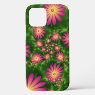 Pink Fantasy Flowers Modern Abstract Fractal Art iPhone 12 Pro Case