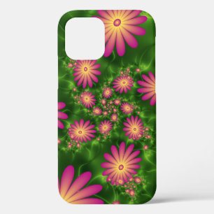 Pink Fantasy Flowers Modern Abstract Fractal Art iPhone 12 Case