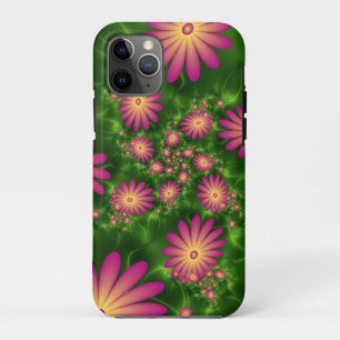 Pink Fantasy Flowers Modern Abstract Fractal Art iPhone 11 Pro Case