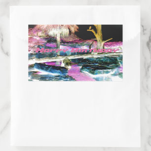 Pink Fantasy Forest Ape Party Rectangular Sticker