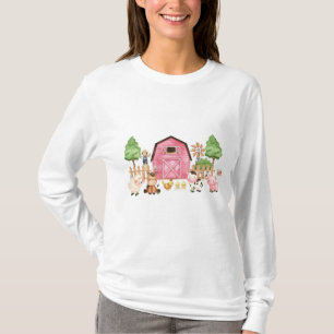 Pink Farm Animals Baby Shower T-Shirt