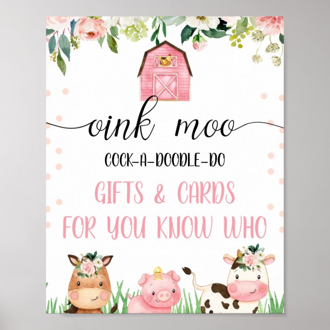 Pink Farm Animals Birthday Party Sign  (Front)