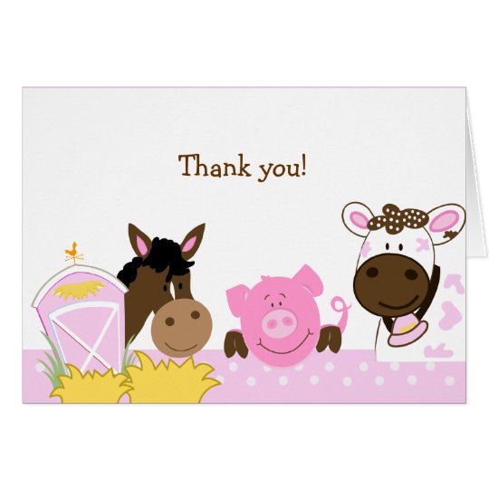Pink Farm Babies Folded Thank you notes