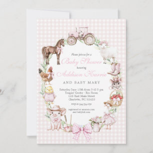 Pink Farm Baby Shower invitation
