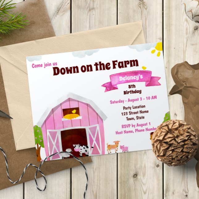 Pink Farm Birthday Invitation (Creator Uploaded)