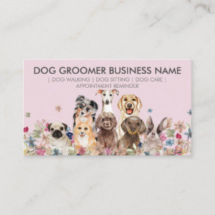 Pink Farm Dog Grooming Sitter Walker Appointment Business Card