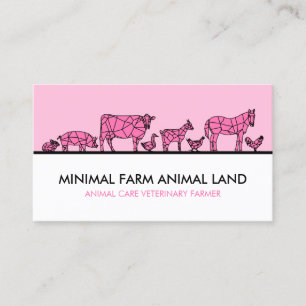 Pink Farm Duck Cow Goat Donkey Chicken Pig Business Card