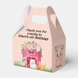 Pink Farm Floral Barnyard Birthday Party Favour Bo Favour Box