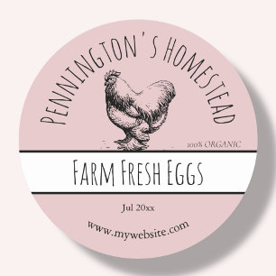 Pink Farm Fresh Egg Labels