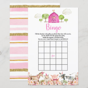 Pink Farm House Animals Barnyard Bingo Games