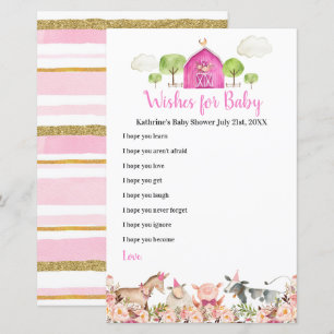 Pink Farm House Animals Barnyard Wishes for Baby
