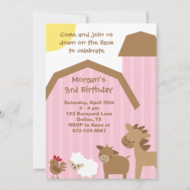 Pink Farm Invitation (Front)