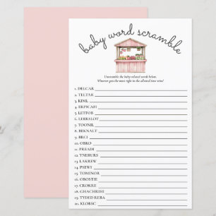 Pink Farmers Market Baby Shower Word Scramble Game