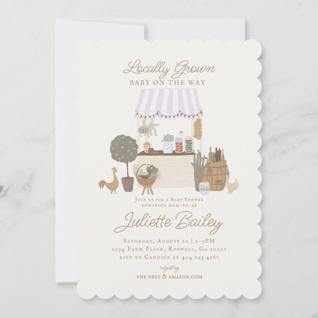 Pink Farmers Market Farm Baby Shower Invitation (Front)
