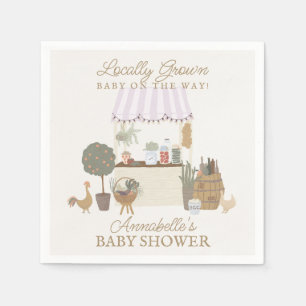 Pink Farmers Market Farm Fresh Baby Shower Napkin