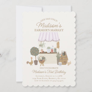 Pink Farmers Market Farm Fresh Birthday Invitation