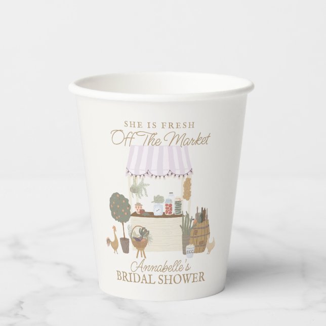 Pink Farmers Market Farm Fresh Bridal Shower Paper Cups (Front)