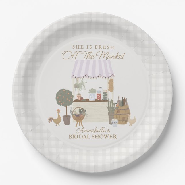 Pink Farmers Market Farm Fresh Bridal Shower Paper Plate (Front)