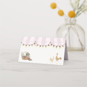 Pink Farmers Market Farm Fresh Folded Place Card