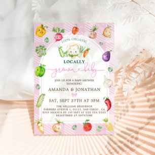 Pink Farmers Market Locally Grown Baby Shower Invitation