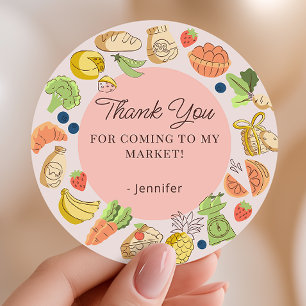 Pink Farmers Market Party Favor Thank You Classic Round Sticker