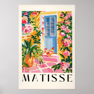 Pink Farmhouse Decor, Chicken Art Print, Tropical  Poster