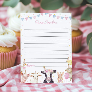 Pink Farmyard Time Capsule Note Message Card