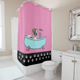 Pink Farting Boxer Dog Shower Curtain
