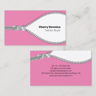 Pink Fashion Industry Zipper Business Card