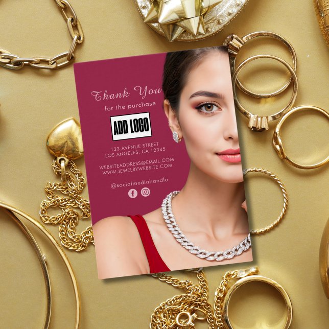 Pink Fashion Jewellery Business Logo Thank You Car (Creator Uploaded)