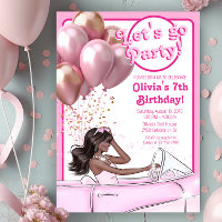 Pink Fashion Melanin Doll Car Birthday Party