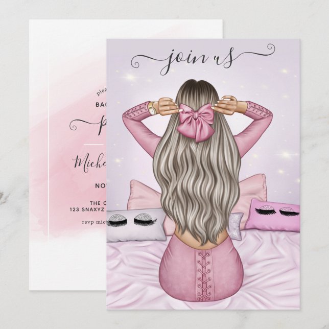 Pink Fashionista Bachelorette Party Invitation (Front/Back)
