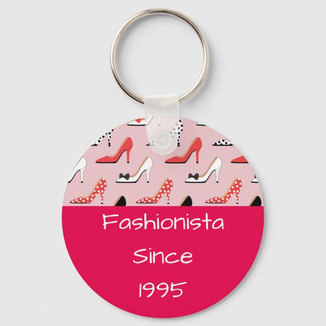 Pink Fashionista High Heels Pink Design Key Ring (Front)