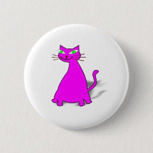Pink Fat Cat 6 Cm Round Badge
