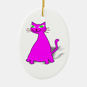 Pink Fat Cat Ceramic Tree Decoration