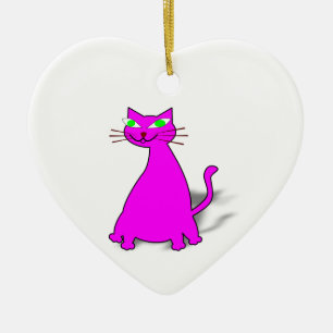Pink Fat Cat Ceramic Tree Decoration
