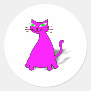 Pink Fat Cat Classic Round Sticker